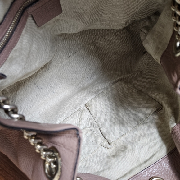 Auth Gucci Soho Medium Bag Large GG Pink Bag 308982 Light Blush Pink - Picture 10 of 15